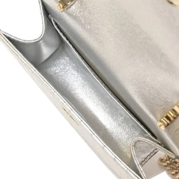 Jimmy Choo Mini Paris Metallic Croc-Embossed Super Mini Bag in Silver Leather - Picture 8 of 10